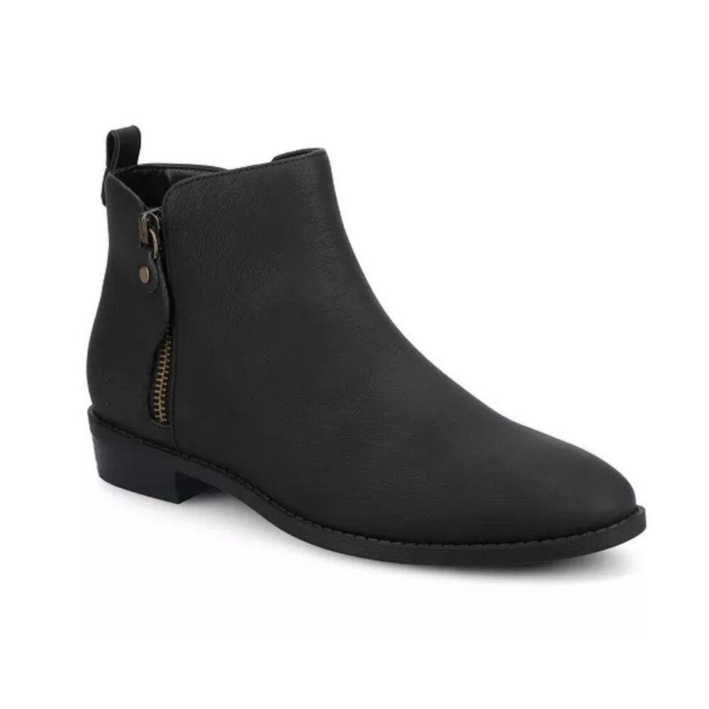 Journee Collection Ellis Stacked Almond Toe Heel Booties Vintage Black 8.5W